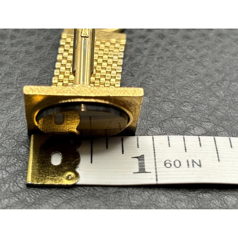 Vintage Tiger Eye Gold Tone Mesh Wrap Around Cufflinks